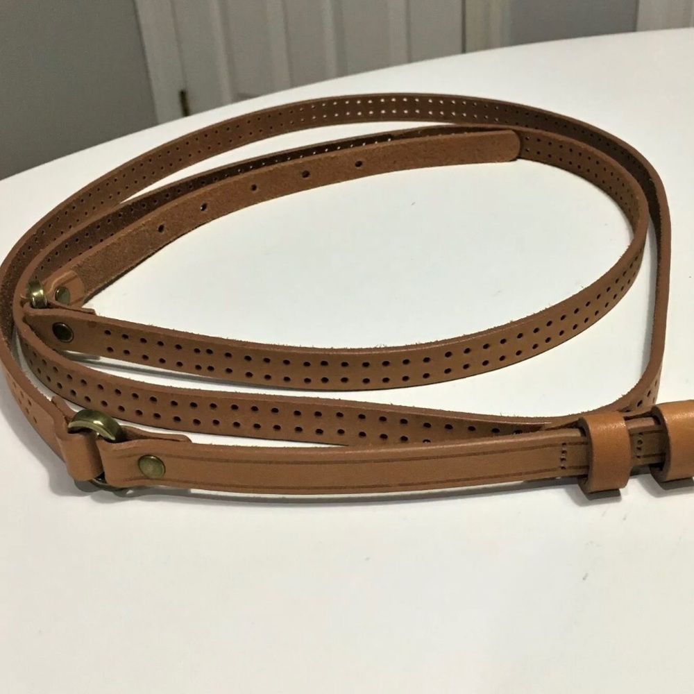 Leather Adjustable Double Belt 78” Long Ann Taylor